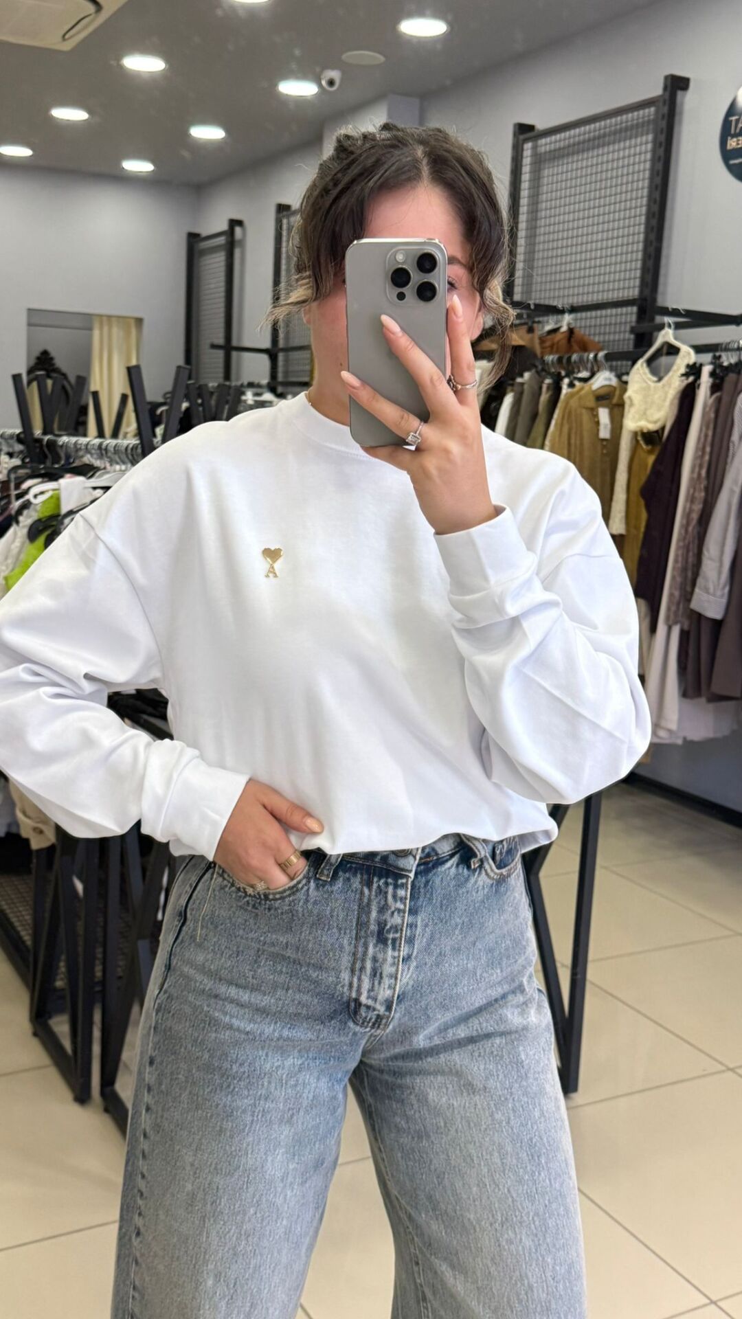 Marka Model Şardonsuz Sweatshırt-BEYAZ