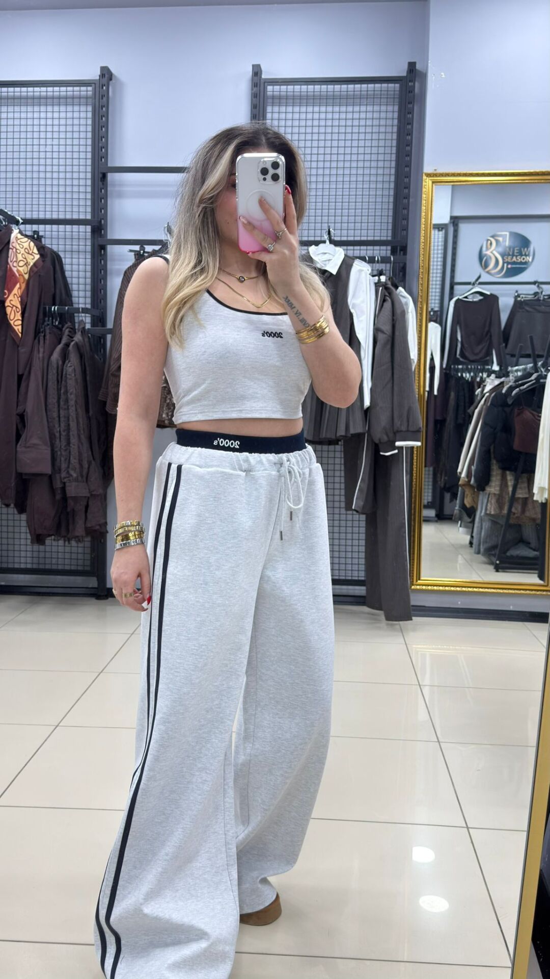 Şerit Ve Bel  Detaylı   Crop Esofman Takımı