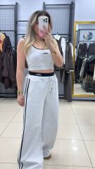 Şerit Ve Bel  Detaylı   Crop Esofman Takımı