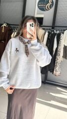 Şal Detaylı Sweatshırt-GRİ