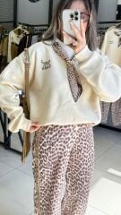 Şal Detaylı Şardonlu Sweatshırt-SARI