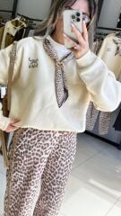 Şal Detaylı Şardonlu Sweatshırt-SARI