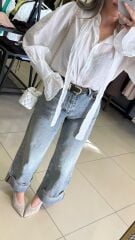 Paçası Katlı Tasarım Jean