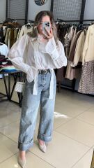 Şifon Tasarım Gömlek-BEYAZ