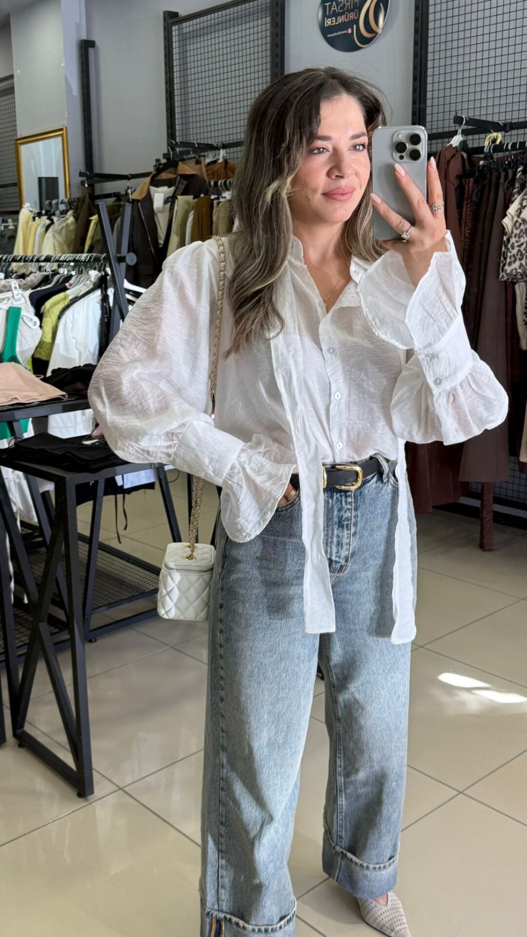 Şifon Tasarım Gömlek-BEYAZ