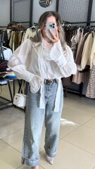 Şifon Tasarım Gömlek-BEYAZ