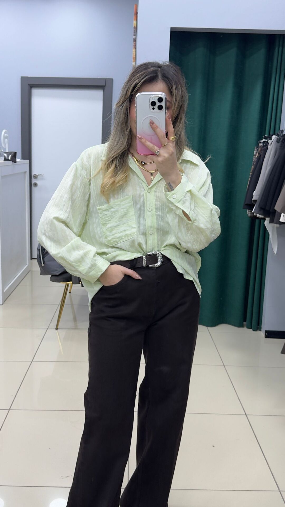 Şerit Detaylı Gömlek-SARI