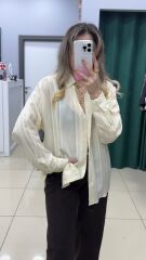 Şerit Detaylı Gömlek-SARI