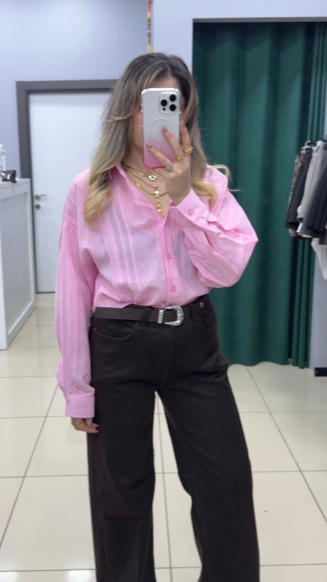 Şerit Detaylı Gömlek-PEMBE