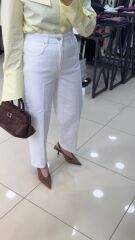 Yüksek Bel Beyaz Straıght Leg JEAN