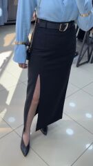 Kemerli Yırtmaç Detaylı Etek