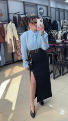 Kemerli Yırtmaç Detaylı Etek