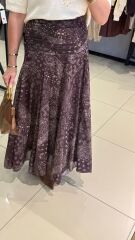 Kahverengi Şal Desenli Etek