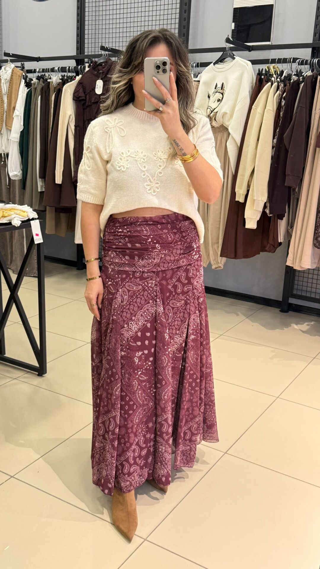 Bordo Şal Detaylı Etrk