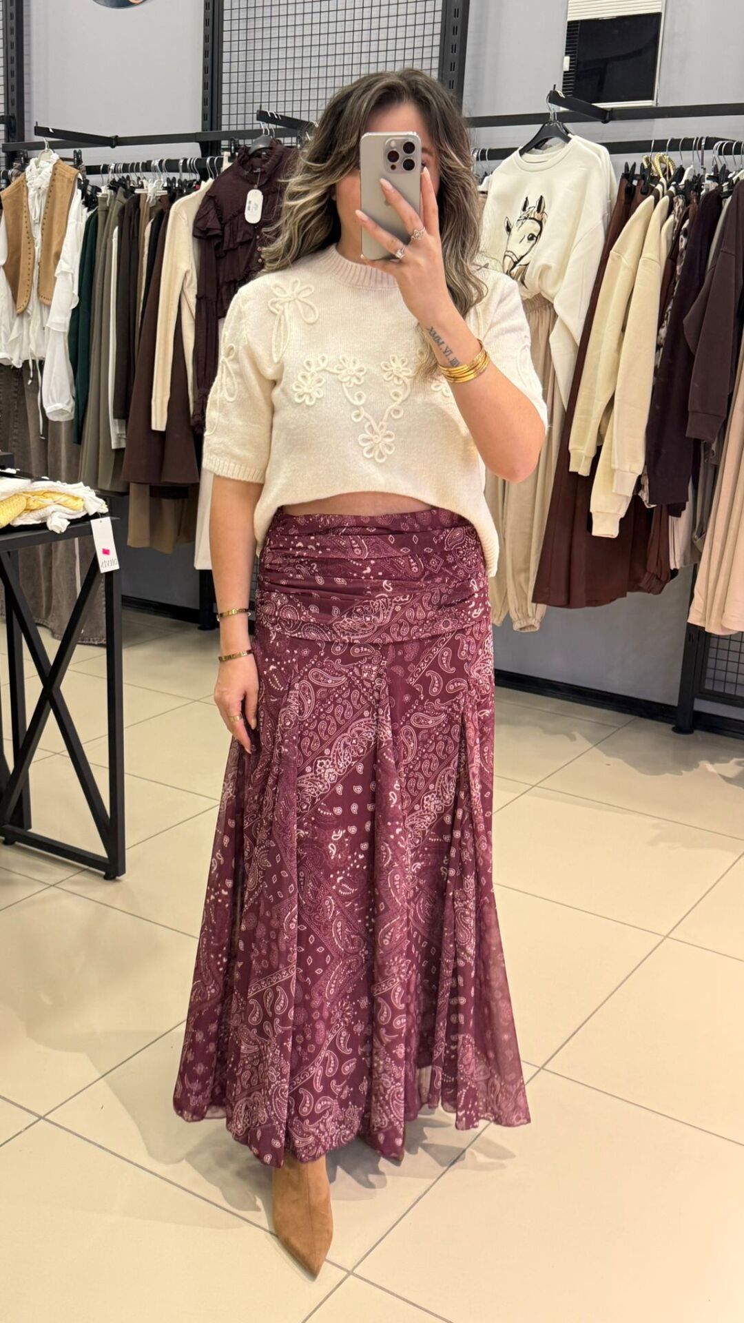 Bordo Şal Detaylı Etrk