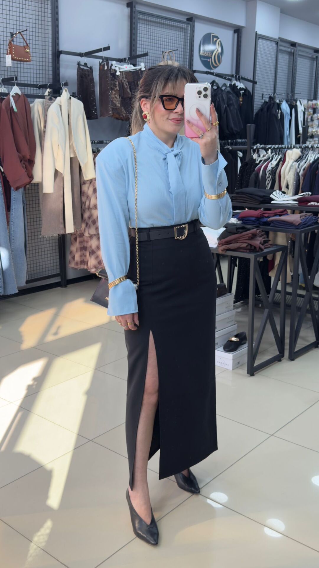 FLara Kol Detaylı Vatkalı Gömlek-MAVİ