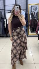 Tasarım Şifon Katlı Yırtmaçlı Etek