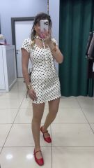 Marka Model Puantıyelı İçi Şortlu Elbise-BEYAZ