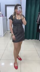 Marka Model Puantıyelı İçi Şortlu Elbise-SİYAH