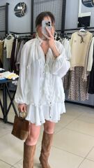 Fırfır Tasarım Şifon Gömlek