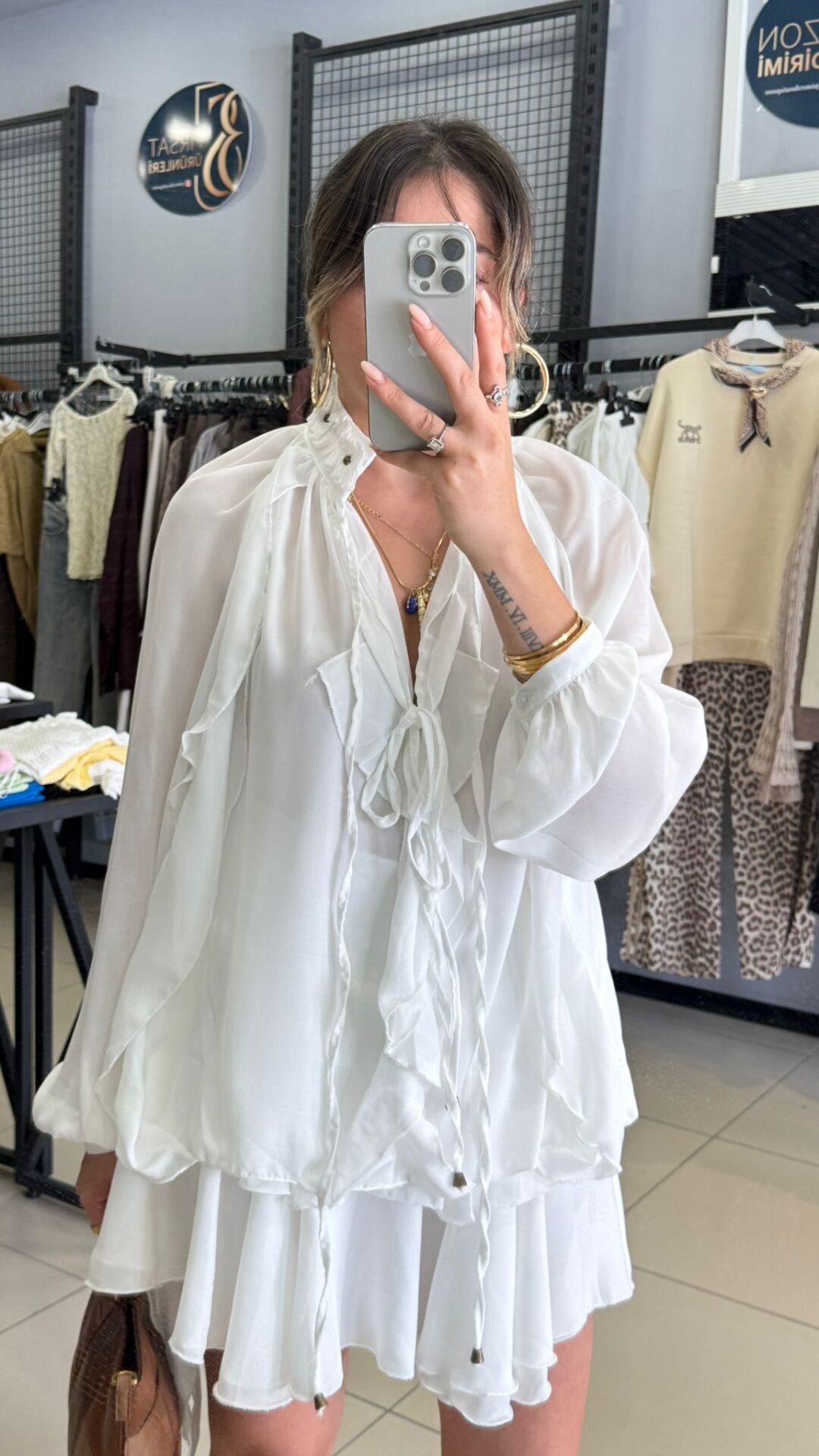 Fırfır Tasarım Şifon Gömlek