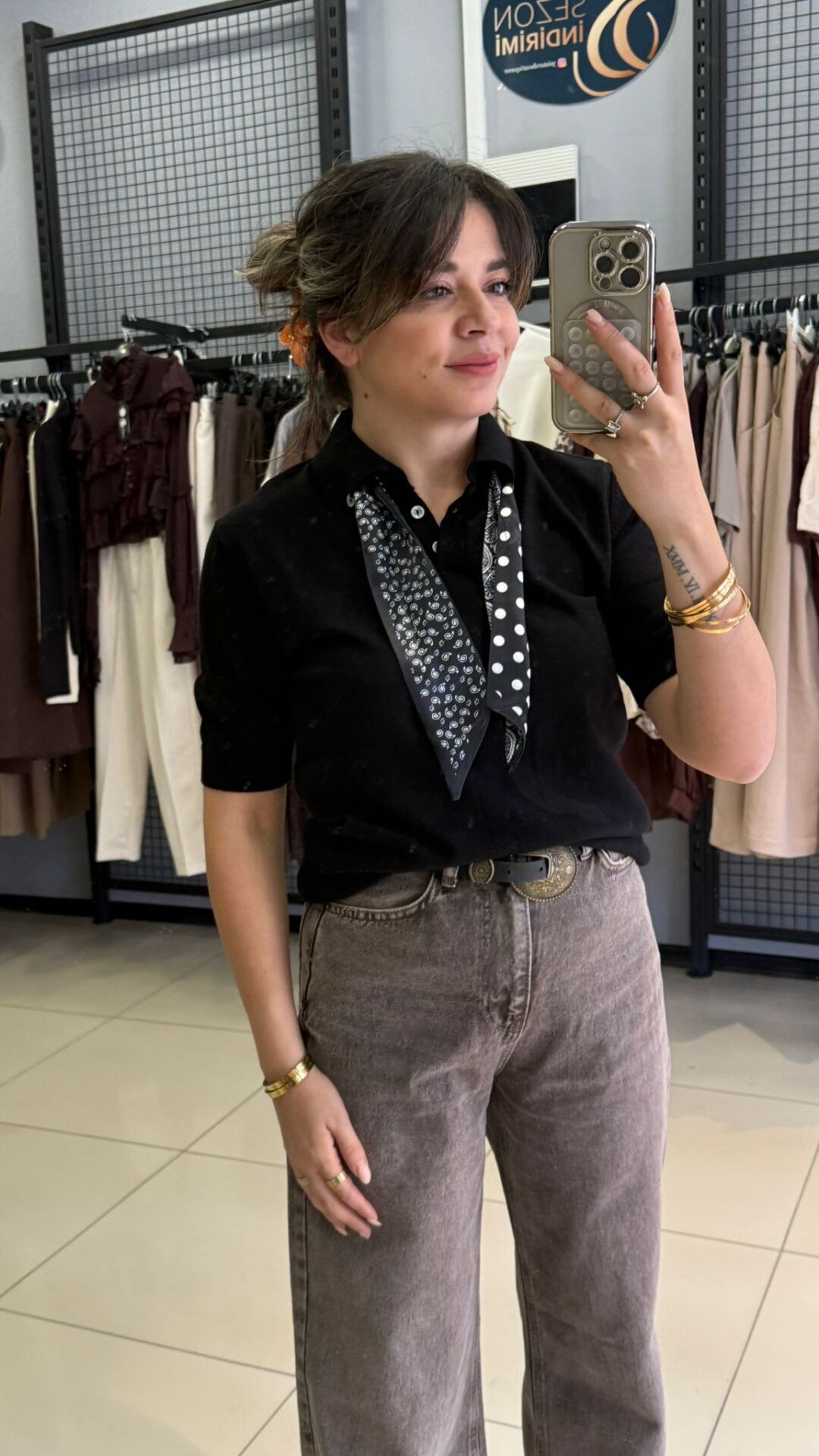 Fular Detaylı Elit Triko-SİYAH