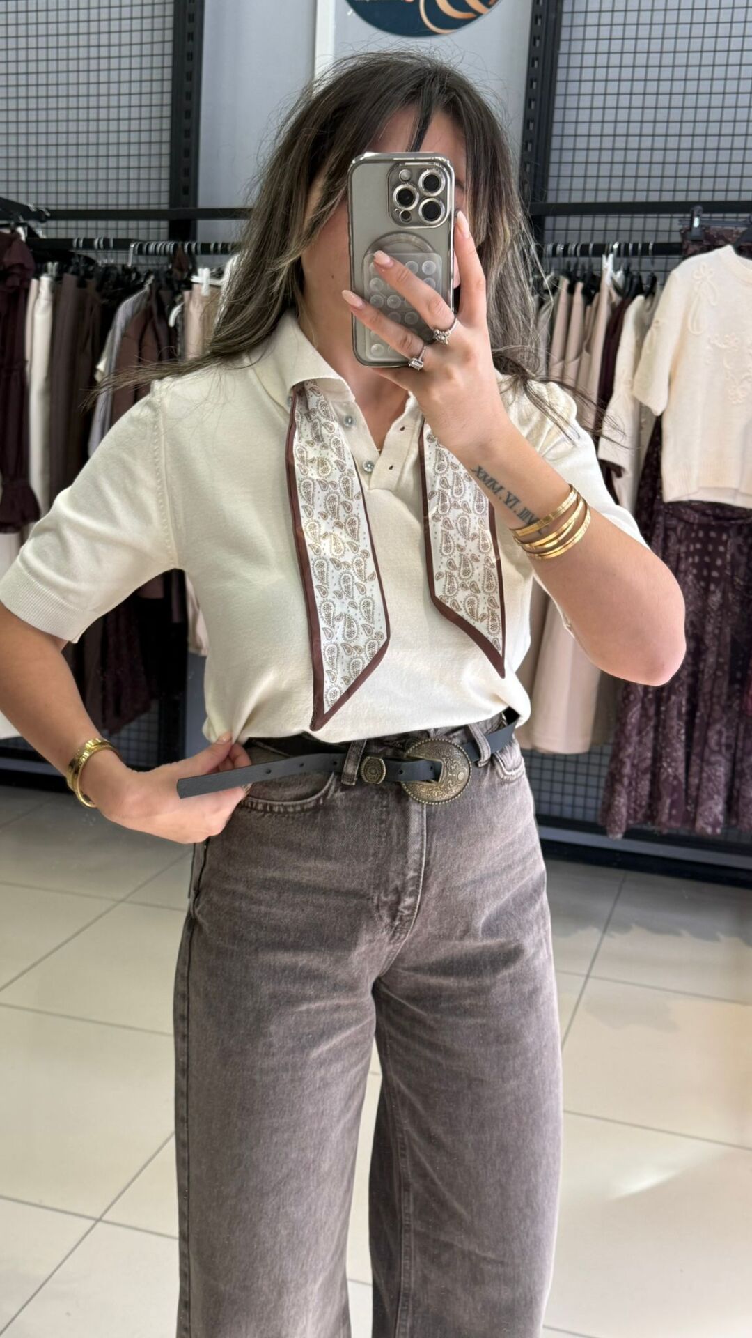 Fular Detaylı Elit Triko-BEYAZ