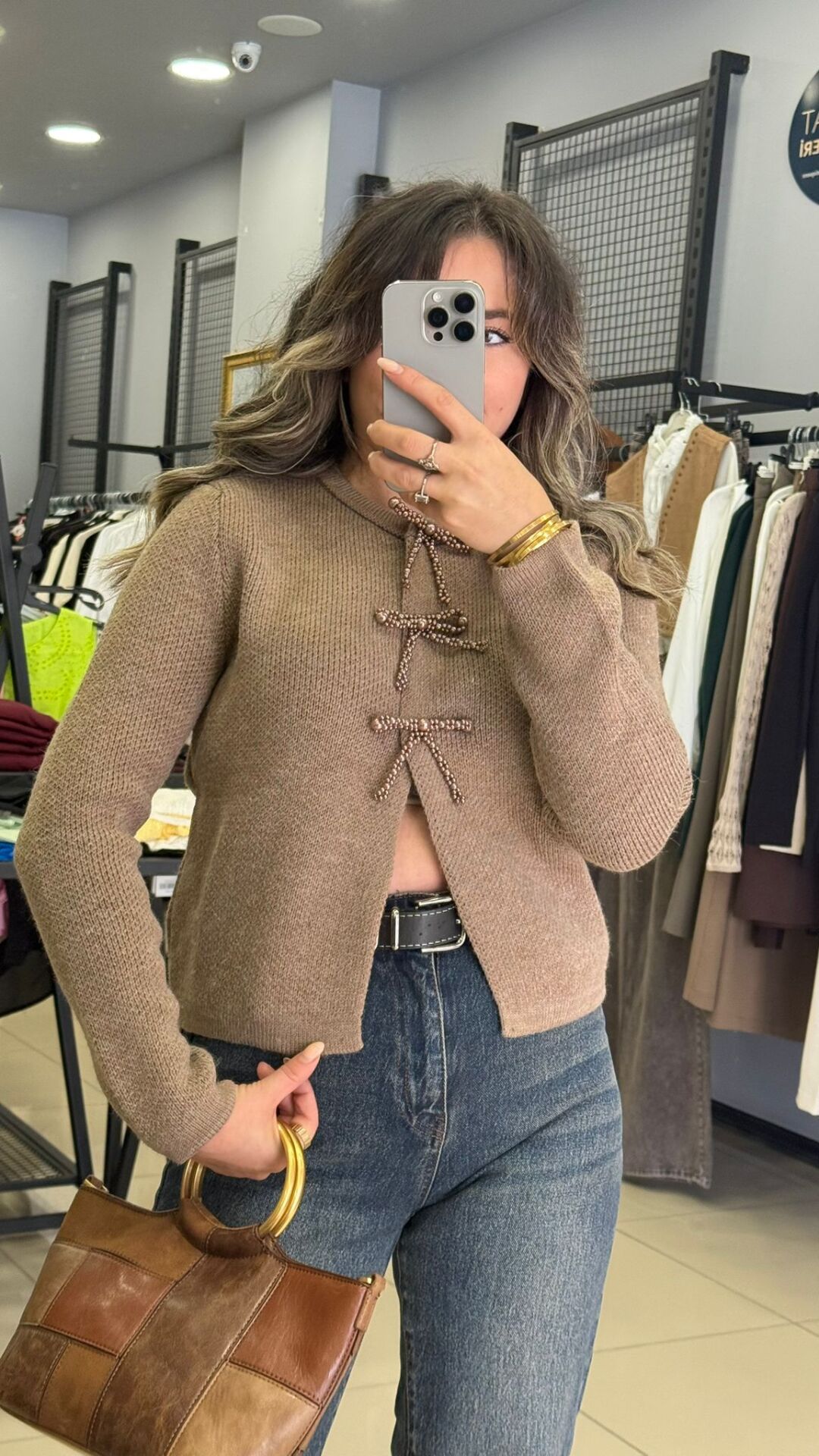 Dilvin Fiyonk Detaylı Hırka-KAHVE