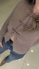 Dilvin Fiyonk Detaylı Hırka-KAHVE