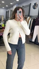 Dilvin Fiyonk Detaylı Hırka-BEYAZ