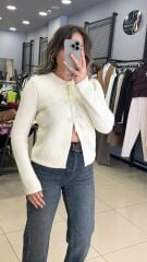 Dilvin Fiyonk Detaylı Hırka-BEYAZ