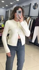 Dilvin Fiyonk Detaylı Hırka-BEYAZ