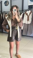 Beli Ladtikli Deri Şort