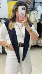 Kendinden Şal Detaylı Tshırt-LACİ