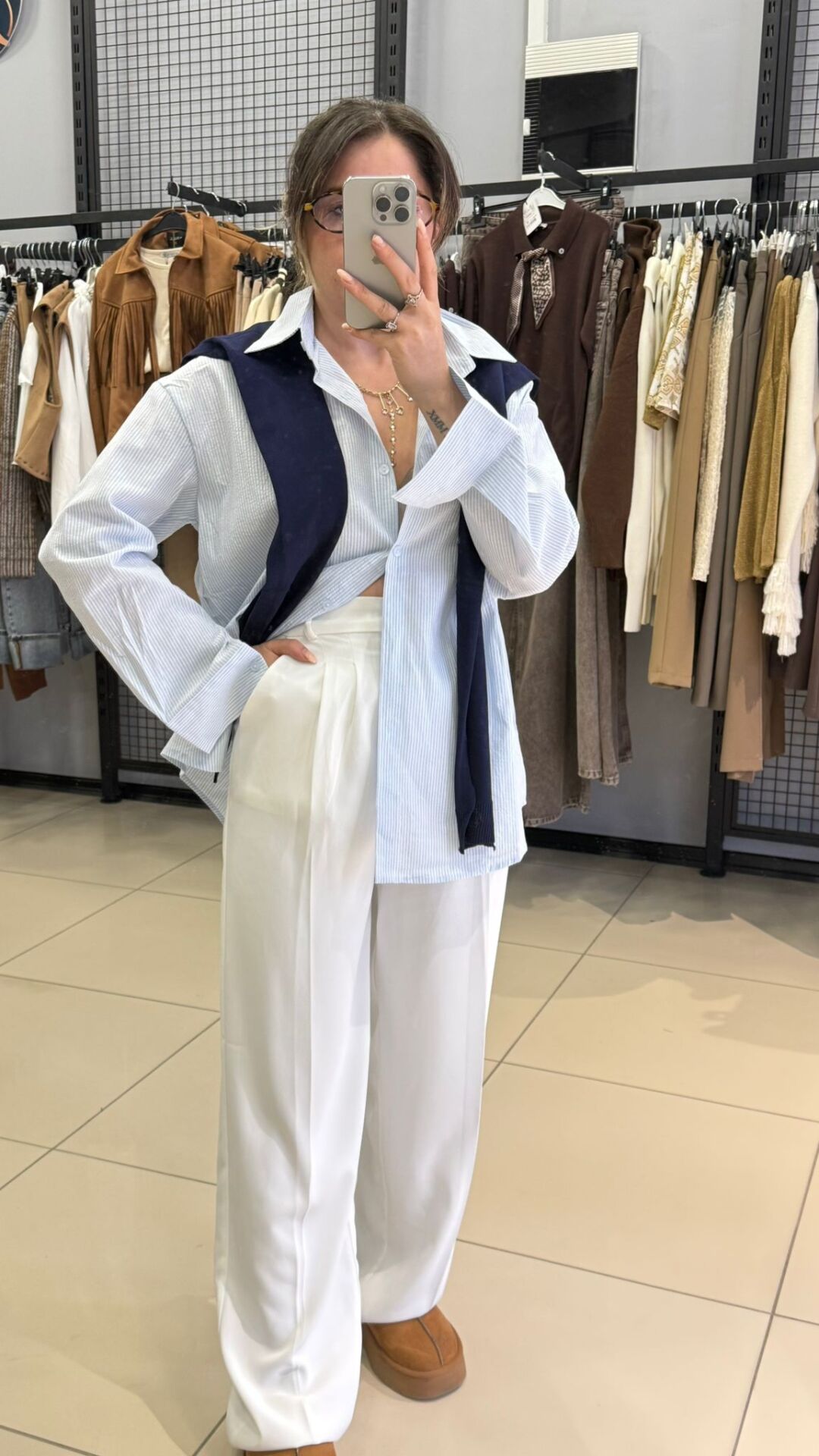 Orj Marka Premium Triko Şal Detaylı Gömlek-MAVİ