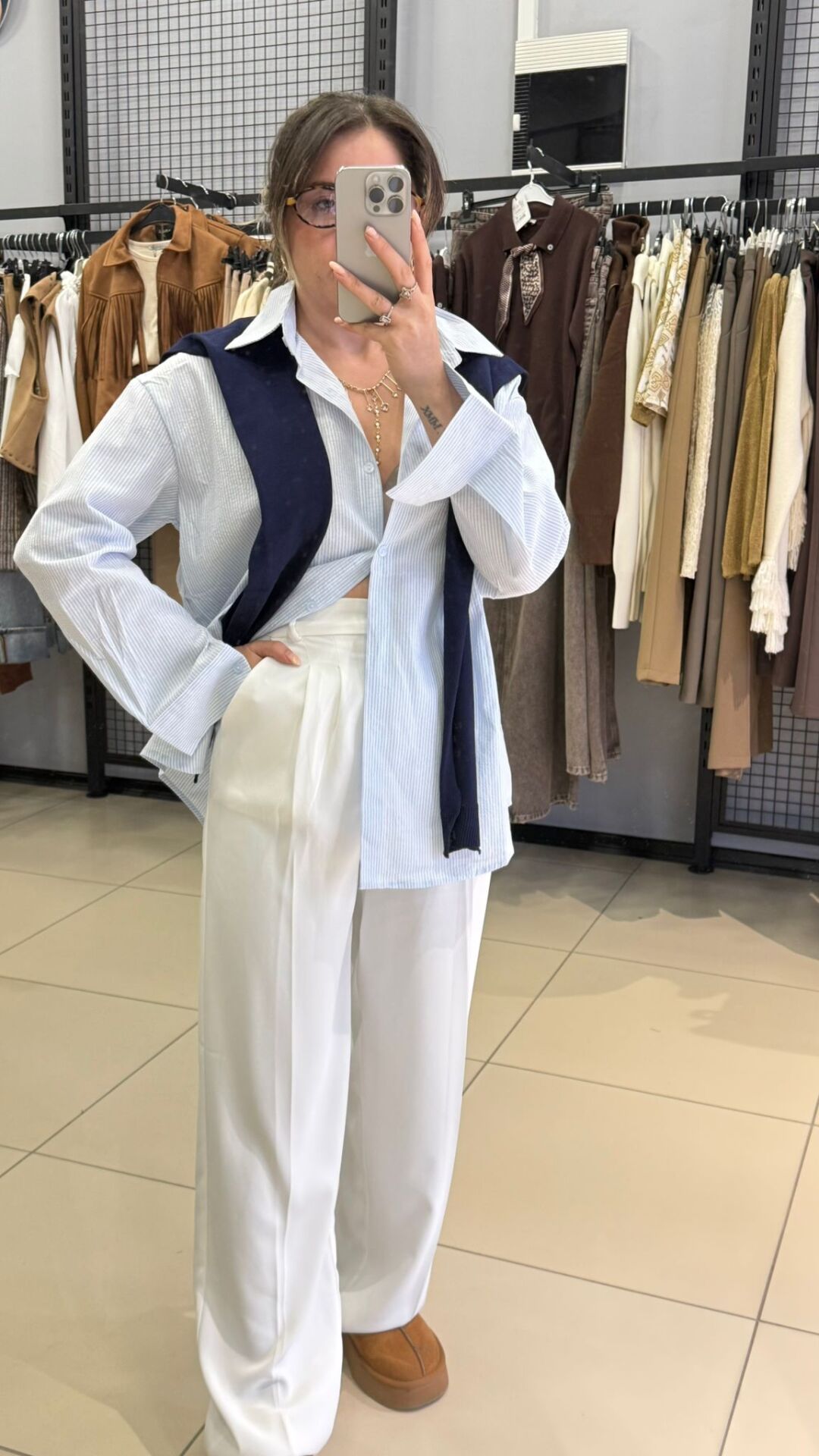 Orj Marka Premium Triko Şal Detaylı Gömlek-MAVİ