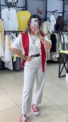 Kendinden Şal Detaylı Tshırt-KIRMIZI