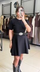 Dilvin Premiım Örme Kumaş Triko Elbise-SİYAH