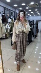 Beli Lastikli Desenli Şalvar Pantolon