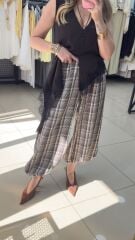 Beli Lastikli Desenli Şalvar Pantolon