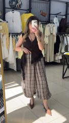 Beli Lastikli Desenli Şalvar Pantolon