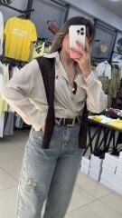 Kahve Şal Detaylı Gömlek