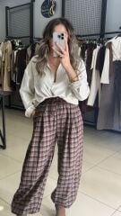 Orj Marka Beli ve Paçası Ayarlanabilir Ekose Pantolon