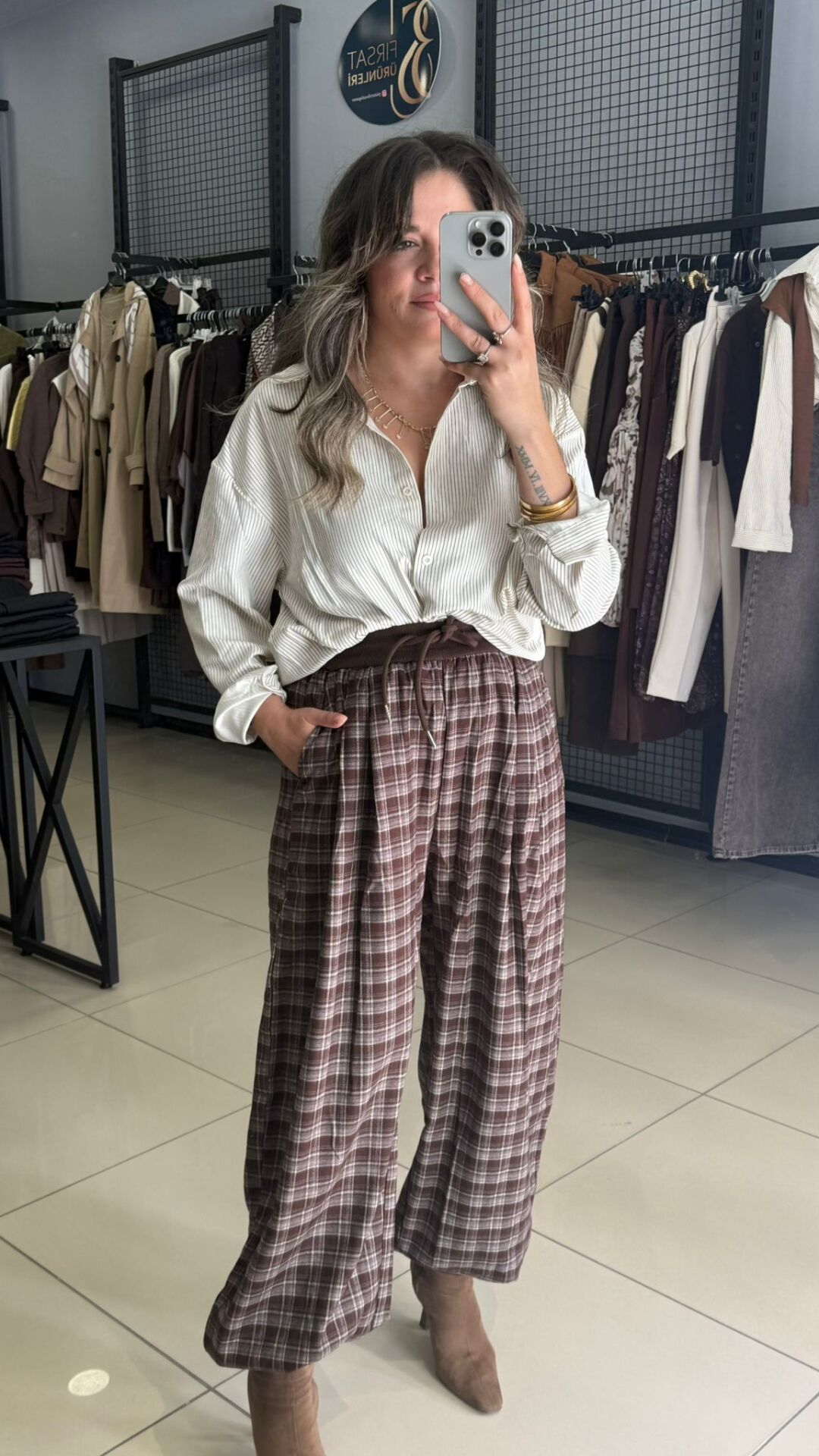 Orj Marka Beli ve Paçası Ayarlanabilir Ekose Pantolon