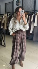 Orj Marka Beli ve Paçası Ayarlanabilir Ekose Pantolon