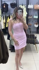 Mini Cup Detaylı Mini Elbise