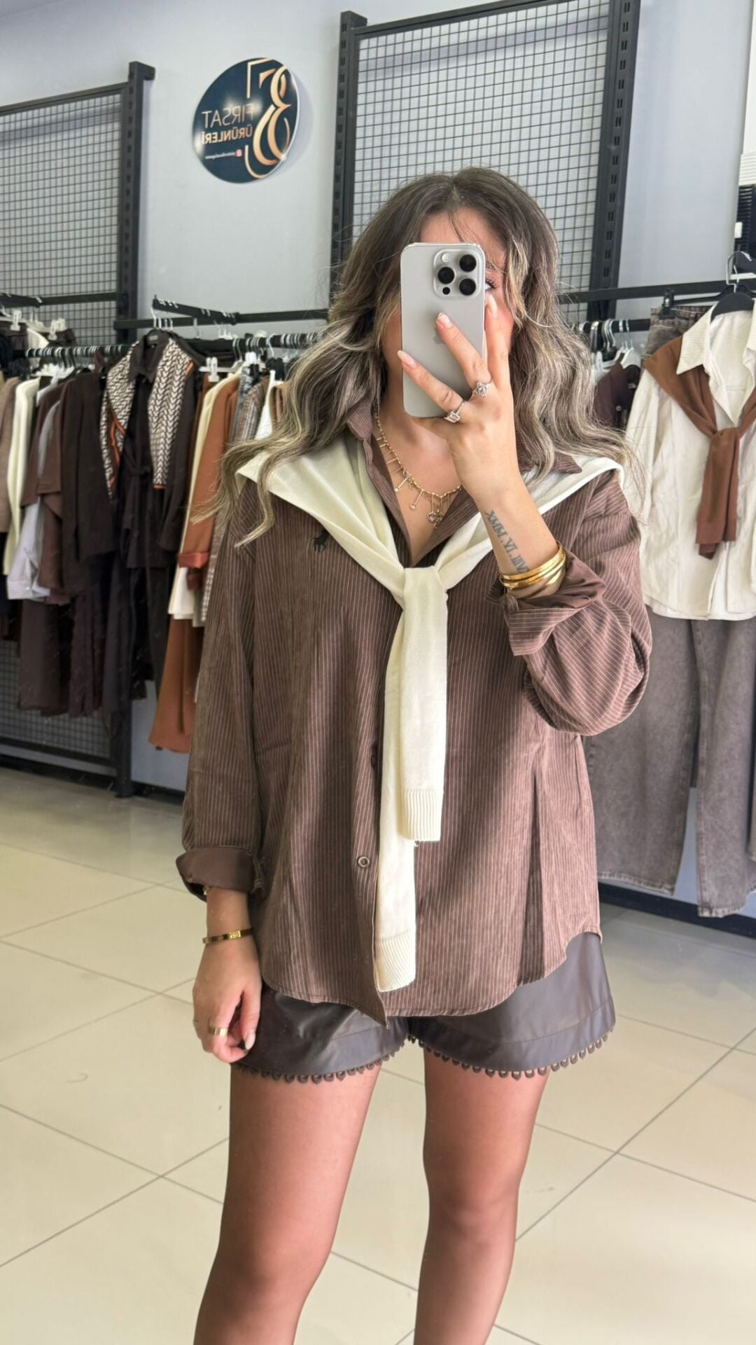 Orj Marka Premium Triko Şal Detaylı Gömlek-KAHVE