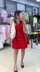 İnci Düğme Detaylı Gömlek Elbise