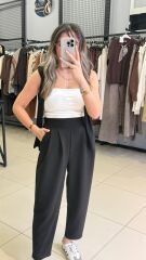 Modal Kumaş Şalvar Kesim Pantolon-SİYAH