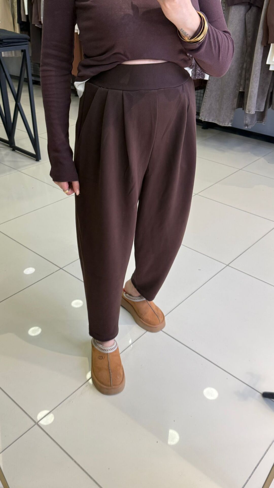 Modal Kumaş Şalvar Kesim Pantolon-KAHVE